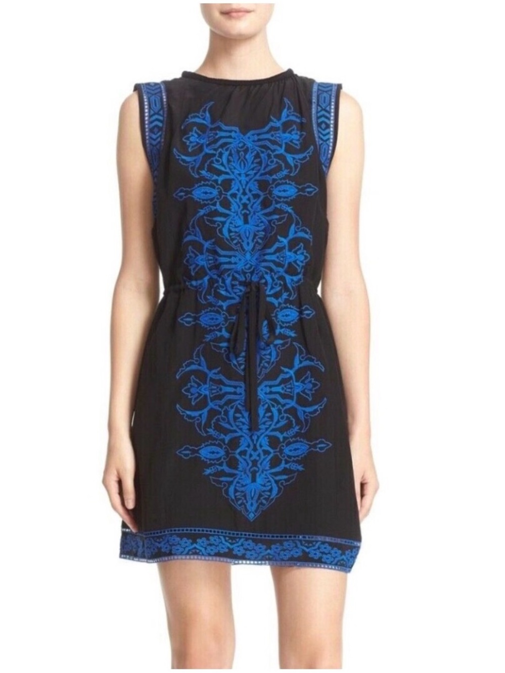 Rebecca Taylor Aztec Sleeveless Embroidered Dress